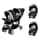 Baby Trend Sit N Stand - Cochecito Doble para Bebé y 2 Butacas para Auto Cómodas para Bebé, Travel System, Stormy SS76C81A + 2 x CS79C81A