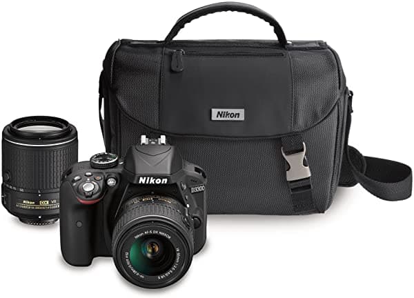 Nikon D3300 Kit con lentes zoom 18-55mm y 55-200mm DX VR II y bolso (Negro) 13473