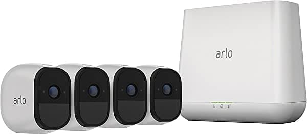 Arlo Pro VMS4430 - Sistema de seguridad HD sin cables para interior/exterior con 4 cámaras (Blanco)