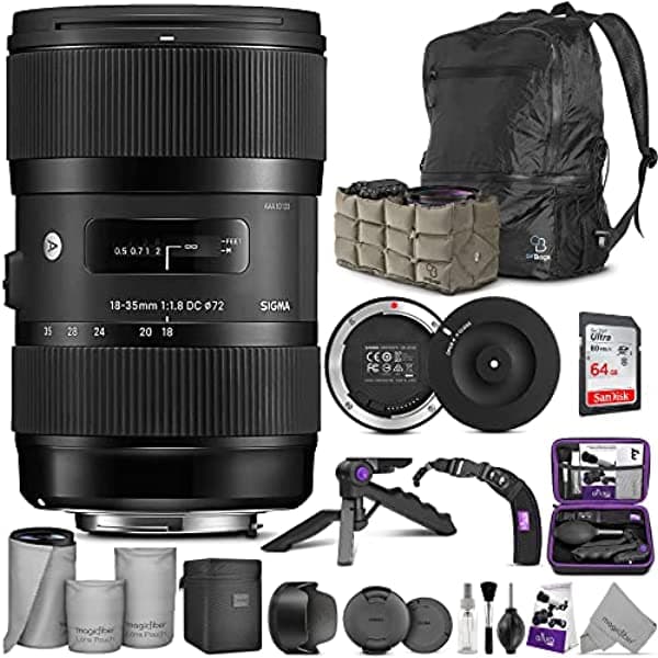 Sigma Lente F1.8 Art Dc Hsm De 18 A 1.378 In Para Cámaras Canon Dslr + Base Usb Sigma Con Accesorio Avanzado De Foto Altura Y Paquete De Viaje QM1054