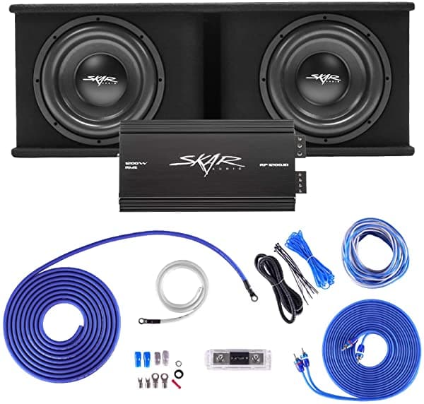 Skar Audio Sdr Series - Paquete Completo De Subwoofers De Bajos Duales 12 Pulgadas 2400 Vatios Incluye Carcasa De Carga Con Amplificador BNDLE-SDR-2X12D4-RP-1200.1D-SKAR4ANL-OFC