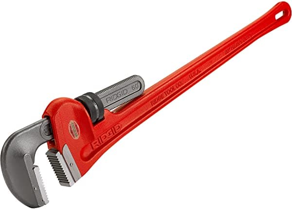 Ridgid 31045 Model 60 - Llave De Tubería Recta Resistente Llave De Fontanería De 60 Pulgadas Rojo Mediano
