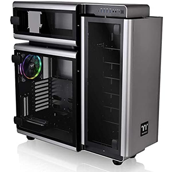 Thermaltake Nivel 20 E-Atx Full Tower Gaming Computadora Pc Case 3 Riing Más Un Ventilador Rgb De 140 Mm + 2 Lumi Más Tiras Led Preinstaladas Ca-1J9-00F9 CA-1J9-00F9WN-00