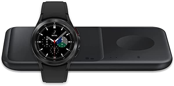 Samsung Galaxy Watch4 - Reloj Inteligente Lte De 1.81 Pulgadas (46 Mm) Negro (Versión Ee. Uu.) Con Cargador Inalámbrico Samsung Duo Pad De Carga Rápida (2021) Color Negro