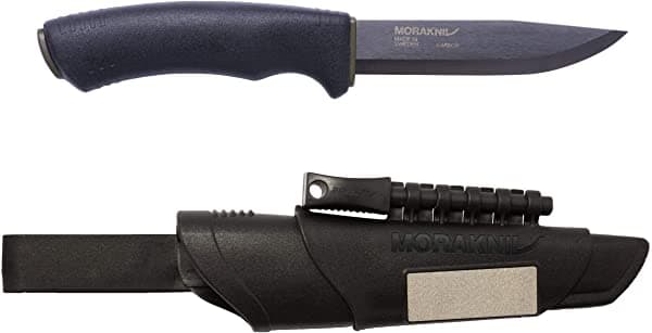 Morakniv Bushcraft - Cuchillo De Supervivencia De Acero Al Carbono Con Iniciador De Fuego Y Vaina 4.3 Pulgadas Color Negro (Paquete De 4) M-10791-4
