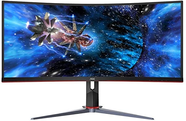 AOC CU34G2X 34" Monitor Gamer Inmersivo Sin Marco Ultrawide QHD 3440x1440 Panel VA 1ms 144Hz Sincronización Adaptable Altura Ajustable 3 Años Cero Píxeles Muertos