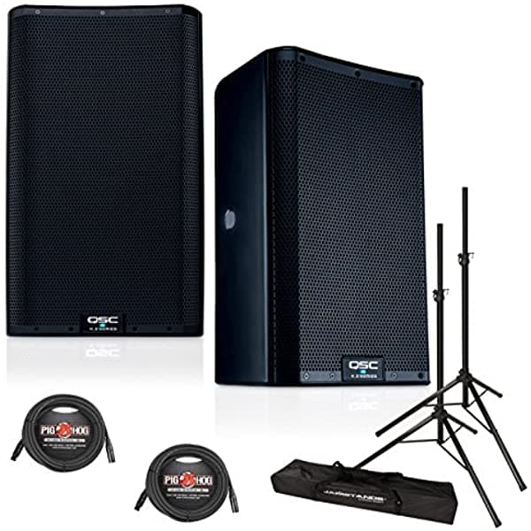 Qsc K8.2 8 Pulgadas 2000 Watt Potenciados Pa Parlantes Par Xlr Cables & Parlante Stands