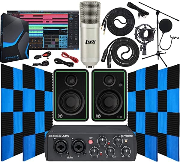 Presonus Audiobox 96 Usb 2.0 Interfaz De Audio Con Mackie Cr3-X Bt Par De Monitores Bluetooth De Estudio Paquete De 24 Cuñas De Espuma Acústica Insonorizadas Paneles De Aislamiento Acústico