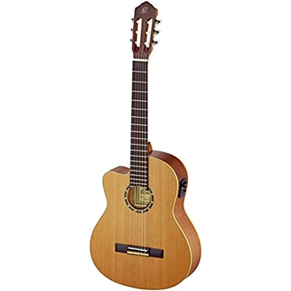 Ortega Guitars RCE131L Guitarra Clásica de Nylon Electroacústica 6 Cuerdas de la Serie Family Pro Con Tapa Maciza y Funda Para Zurdos