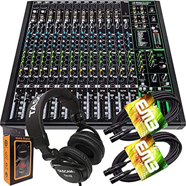 Mackie Profx16V3 Mezclador De 16 Canales Con Efectos Integrados Y Usb + Auriculares Pro Con Par De Cable Emb Xlr Y Soporte Magnético Para Teléfono Móvil Th02 (2)+M PROFX16V3+TH02+XLR(2)+M