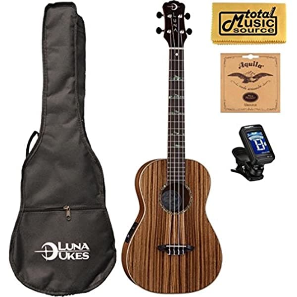 Luna High Tide Series Zebrawood Barítone Acústica-Electric Ukulele Gigbagafinadorcuerdas & Pc UKE HTB ZBR COMP
