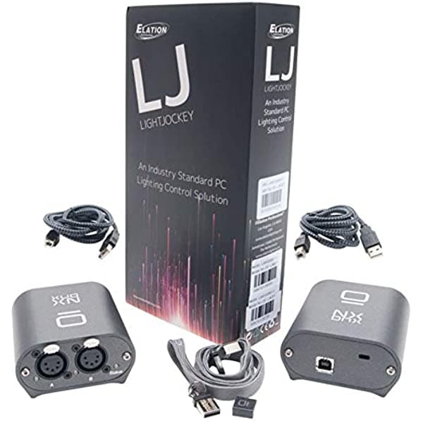 Elation LightJockey con 2x2 Cajas USB DMX Universe (Notebook/PC No Incluida) con Llave