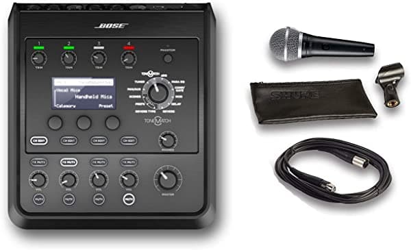 Bose T4S Tonematch Mixer Bundle Shure Pga48 Micrófono 15 Pies Xlr Cable De Audio 5 Elementos