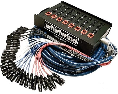 Whirlwind Medusa Ms-24-8-Xl-150 Estándar Serie Audio Serpiente W 24 Entradass 8 Xlr Devuelve 150 Pies.