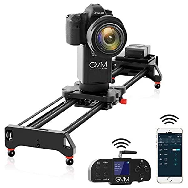 GVM Slider para Cámara 31" 2-Axis de Fibra de Carbono Motorizado Track Dolly Rail con Control por App e Inalámbrico, Disparo Panorámico de 360 Grados y Time-Lapse para la Mayoría de Cámaras DSLR GVM-2D
