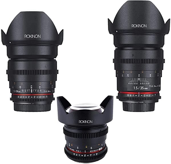 Rokinon Cine Ds Wa Lente Bundle 0.551 In T3.1 0.945 In T1.5 1.378 In T1.5 Para Sony Nex Mt Cine Lens Kit