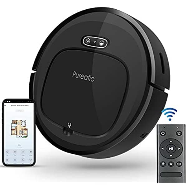 lexvss Pureatic V2S Robot Aspiradora Con Mapeo Inteligente Doble Control Remoto Y Aplicación 1500 Pa Fuerte Succión Conexión Wi-Fi Autocarga Bueno Para Pelo De Mascotas Alfombra De Pelo Bajo Suelos Duros (Estándar V2S)