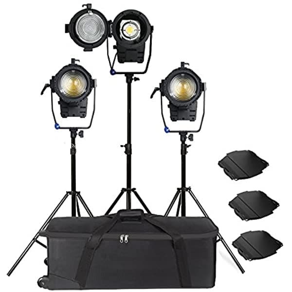 ONBST 3 Unidad 100 W Led Fresnel Spotlight Luz De Día 5500 K + 3 X Kit De Soporte Para Cámara Fotográfica Iluminación Continua Para Estudio LD-DRS-100W-3500X3-KIT