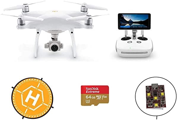 Dji Phantom 4 Pro+ V2.0 Quadcopter Drone Con 5.5-Inch Fhd Pantalla Remote Controlador - Bundle Con 64Gb Microsdxc Card 36-Inch Foldable Landing Pad Firehouse Technology Arc White Strobe