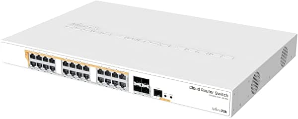 Mikrotik CRS328-24P-4S+RM Router/Switch Gigabit Ethernet 24 Puertos con 10Gbps SFP+ PoE 1U Rack, Dual Boot, 500W
