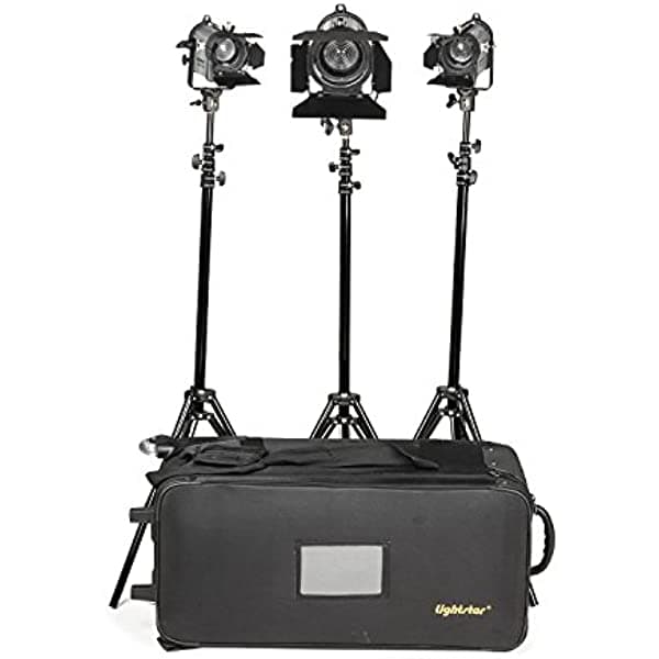 Ikan 3 Pt. Tungsteno De Fresnel Kit De Luz 150 & 300 W Con Accesorios (Lightstar) Color Negro (Lskt-004)