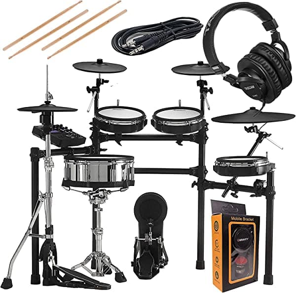 Roland V Td-27Kv - Juego De 5 Cabezales Electrónicos De Malla 4 Cilindros Y Módulo De Sonido Td-27 Con Auriculares Rh5 + 3 Pares De Tambor + Cable Auxiliar De Gravedad Y Soporte Para Teléfono (Td-27Kv-S)