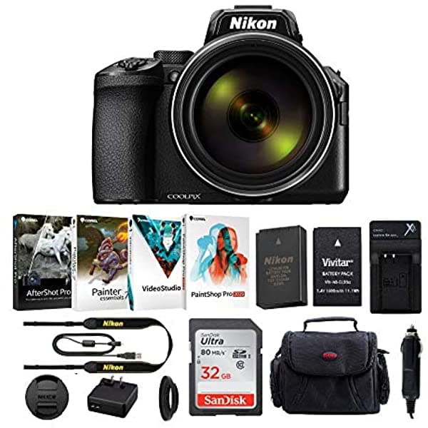 Nikon Coolpix P950 Cámara Digital (Negro) Con Tarjeta De Memoria De 32 Gb Batería De Repuesto Y Cargador Bolsa Para Cámara Software Y Paquete (5 Artículos)