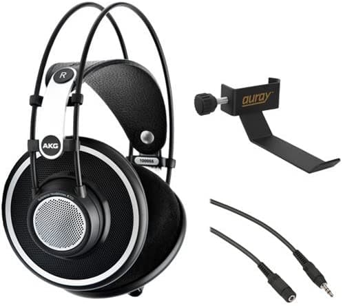 AKG K 702 Auriculares Circumaurales de Referencia de Diseño Abierto con Soporte de Pinza y Cable de Extensión Mini Estéreo Macho a Mini Estéreo Hembra de 25 Pies 2458X00190