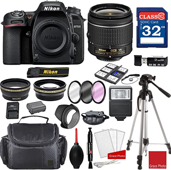 Nikon D7500 Réflex Digital DX-Format con Lente AF-P DX Nikkor F/3.5-5.6 G VR + Accesorios Profesionales
