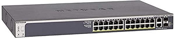 Netgear 28 Puertos Gigabit/10G Apilable Smart Managed Pro Poe Switch (Gs728Txp) - Con 24 X Poe+ 195W 2 X 10G Cobre Y 2 X 10G Sfp+ Montaje En Escritorio/Rack Y Protección De Por Vida Prosafe GS728TXP-100NES