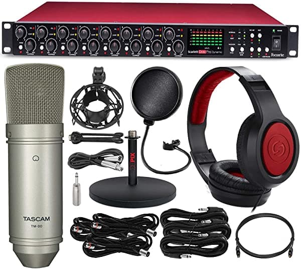 Focusrite Scarlett Octopre Dynamic Mic Preamp Expansion + Mdr-Zx110Ap Auriculares Tm-80 Condenser Microphone Xpix Pop Filter Xpix 6” Desktop Mic Stand Cables & Platinum Accessories