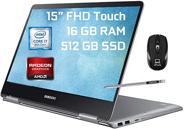 Samsung Notebook 9 Pro 2 En 1 Portátil 15" Pantalla Táctil Fhd 8ª Generación Intel Quad-Core I7-8550U 16Gb Ddr4 512Gb Ssd 2Gb Amd Radeon 540 Retroiluminado Kb Usb-C Pen Win 10 + Epark Ratón Inalámbrico
