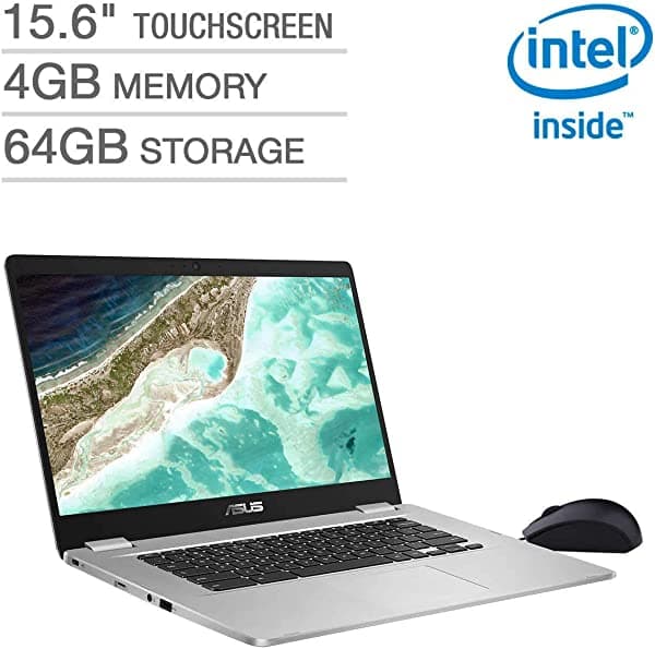 Asus Chromebook Computadora Portátil Delgada Y Ligera Intel Quad-Core Pentium N4200 Hasta 25 Ghz 4 Gb Ddr4 Ram 64 Gb Emmc 15.6" Fhd Pantalla Táctil 802.11Ac Wifi Bluetooth 4.0 Usb 3.1 Cromo C523NA