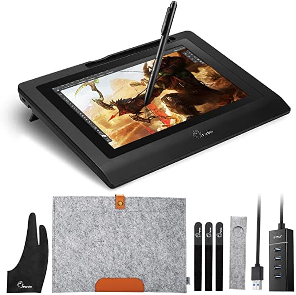 Parblo Coast10 - Monitor Lcd De 101 Pulgadas Con Bolígrafo Inalámbrico Sin Batería Bolsa De Lana