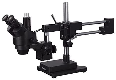 AmScope 7X-90X Microscopio Trinocular Estéreo con Zoom con Soporte de Brazo Doble Negro