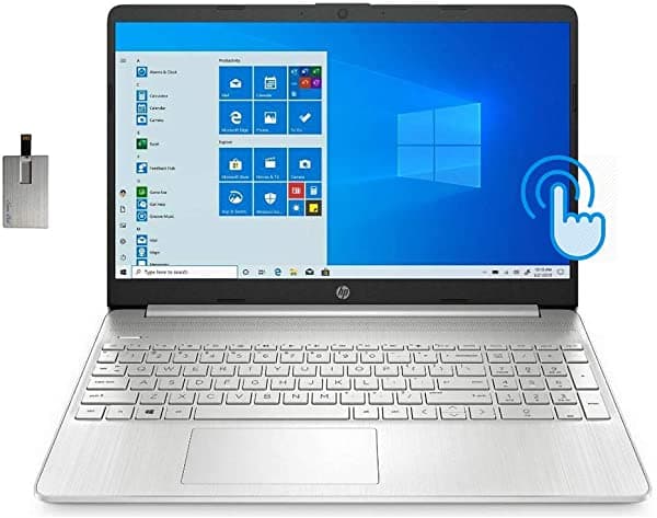 2020 HP 15.6" HD Notebook con Pantalla Táctil 8.ª Gen Intel Quad-Core i7-8550U 32GB RAM 2TB PCIe SSD Intel HD Graphics 620 HD Audio HD Cámara Bluetooth Win 10S Plata 32GB Snowbell Tarjeta USB