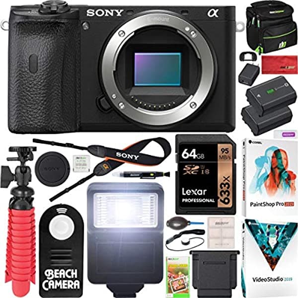 Sony A6600 Cámara Sin Espejo 4K Aps-C Cuerpo Sólo Cámara De Lente Intercambiable Ilce-6600B Con Estuche Deco Gear + Batería Extra + Flash + Mando A Distancia Inalámbrico + Tarjeta De Memoria De 64 Gb + Software + Paquete De Accesorios E12SNILCE6600B
