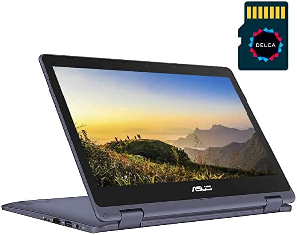 Asus Vivobook Flip Premium Thin y Luz 2-En-1 Laptop I 11.6" Hd Pantalla Táctil I Intel Core Celeron N3350 I 4Gb Ram 64Gb Emmc I Office 365 Win 10 + Delca 16Gb Tarjeta Micro Sd