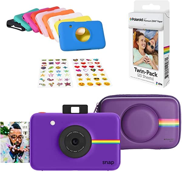 Polaroid Snap Cámara Digital Instantánea (Violeta) Kit de Protección con 20 Hojas de Papel Zink (AMZASK4SP01PR)