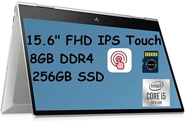 HP Envy x360 Premium 2 en 1 Notebook 15.6" FHD IPS Pantalla Táctil Intel 4-Core i5-10210U (> i7-8650U) 8GB RAM 256GB SSD Teclado Retroiluminado Lector de Huellas B&O Webcam Win 10 + 32GB Micro SD Card