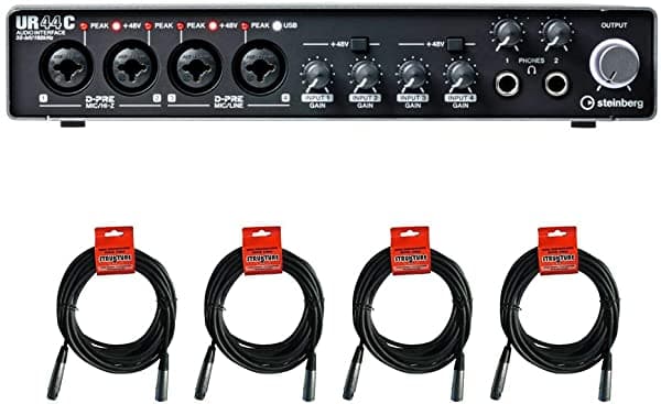 Steinberg Ur44C 6In/4Out Usb3.0 Tipo C Interfaz De Audio Con 4X Xlr-Xlr Cable Bundle