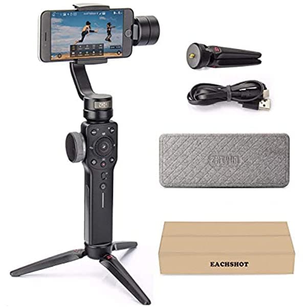 Zhiyun Smooth 4 Estabilizador Profesional De Cardán Para Iphone Smartphone Android Teléfono Celular 3 Ejes Palillo De Mano Con Trípode De Agarre Ideal Para Vlogging Youtube Vlog Tiktok Instagram Live Video Kit Smooth 4 Black with EACHSHOT tripod