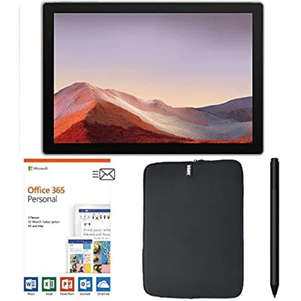 Microsoft Surface Pro 7 12.3 Pulgadas Tablet Pc Con Pantalla Táctil Bundle Con Surface Pen + Office 365 (1 Año) Y Funda Woov Intel 10Th Gen Core I3 4Gb Ram 128Gb Ssd Usb-C Windows 10 Platinum (Último Modelo)