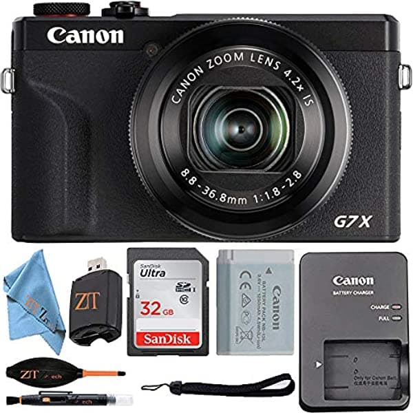 Canon Powershot G7 X Mark Iii Cámara Digital Con Wi-Fi Y Nfc Pantalla Lcd Vídeo 4K + Tarjeta De Memoria Sandisk 32Gb + Paquete De Accesorios Zeetech Starter (Negro) (Paquete De Inicio) Canon G7 X Mark III