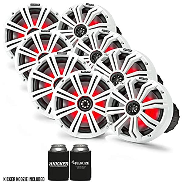 Kicker - Altavoces Led Marinos Blancos De 8.0 In 4 Pares De Altavoces De Repuesto Oem
