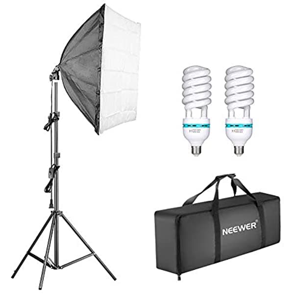 Neewer 1350W Fotografía Continua Softbox Iluminación Kit 24X24 Pulgadas Equipo Profesional De Estudio Fotográfico Con 2 Piezas E27 Socket 5500K Vídeo Iluminación Bombilla Para Filmar Retratos Disparar 10095861