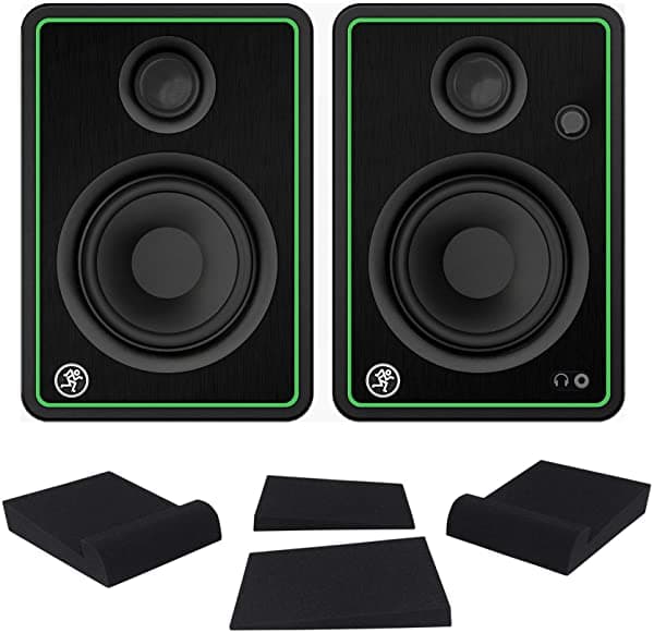 Mackie CR4-X Monitores de Estudio Multimedia 4" 50W con Pads Aislantes Rockville RRS190S de 3 Ángulos CR4-X+RRS190S