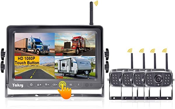 iStrong Yakry YA27S HD 1080p digital inalámbrico cámara de retroceso para RVs/remolques/camiones/casas rodantes/trailers de quinta rueda monitor de 7'' con sistema de monitoreo de carretera IP69K impermeable súper visión nocturna YTS