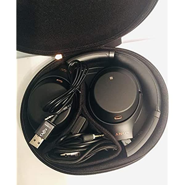 Sony Wh1000Xm3 - Auriculares Inalámbricos Con Cancelación De Ruido Con Micrófono Integrado + Soporte De Visualización Para Auriculares De Madera + Funda Protectora De Viaje Negro E3SNWH1000XM3B