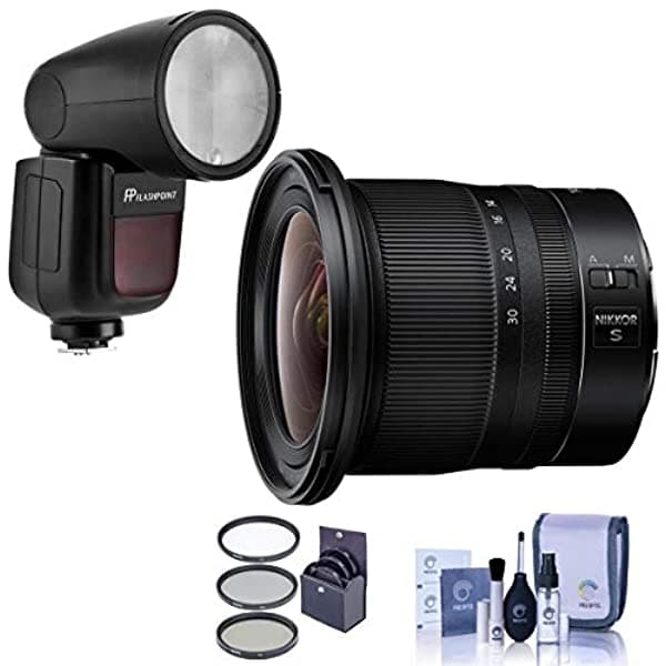 Nikon Nikkor Z 0.551-1.181 In F/4 S Lentes Paquete Con Flash Zoom Li-On X R2 Ttl On-Camera Round Flash Speedlight Kit De Filtro De 3.228 In Kit De Limpieza NIKKOR Z 14-30mm